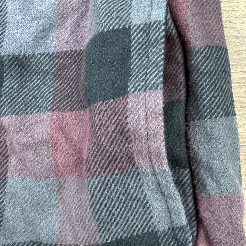 Orvis Mens L Heavyweight Flannel Side Pockets Purple Black Classic Fit - Picture 6 of 10